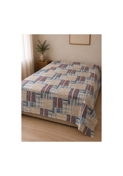 Çift Kişilik Pike %100 Pamuk Desenli 195x215 Mavi