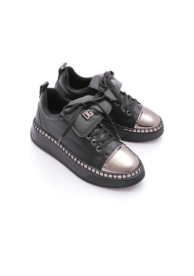Dgn B06 Kadin Sneaker Ayakkabi Siyah Platin Ayna