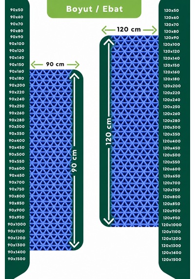 Hortumtech Zmat Yıldız Paspas Kaydırmaz Pvc Islak Zemin Duş Havuz Su Tahliyesi 5 Mm - Mavi 90 X 100 Cm