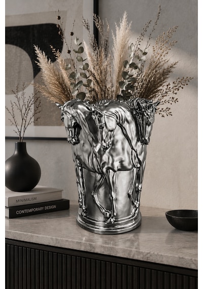 Chrome Majestic Horse Vase Krom