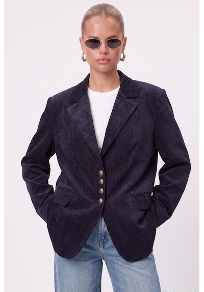 Ritnice Kadın Jonas Astarlı Cepli İndigo Lux Oversize Blazer Ceket Lacivert
