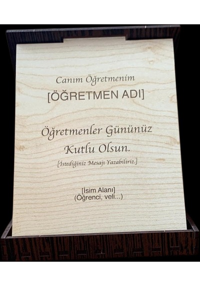 Kişiye Özel Ahşap Öğretmenler Günü Plaketi