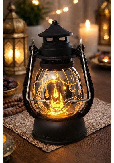 Pilli Led Işık, Askılı Fener Süsü Sarı Işıklar Peri Işıkları Aydınlatmalı Şerit Led Ramazan Süsü Led Işık Siyah .
