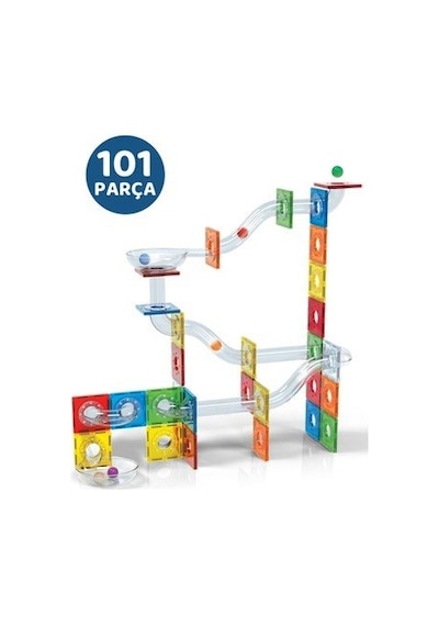 101 Parça Manyetik Yapı Seti Parkur Oyunu - Mıknatıslı Bilye Koşusu