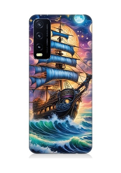 Vivo Y20 Uyumlu Denizde Direkli Ahşap Gemi Desenli Silikon Kılıf