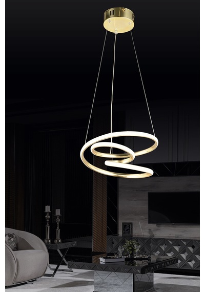 Ld 039 Topsuz Model Gold 3 Renkli Salon Ve Oturma Odası İçin İdeal Alüminyum Avize, 35x70 Gold