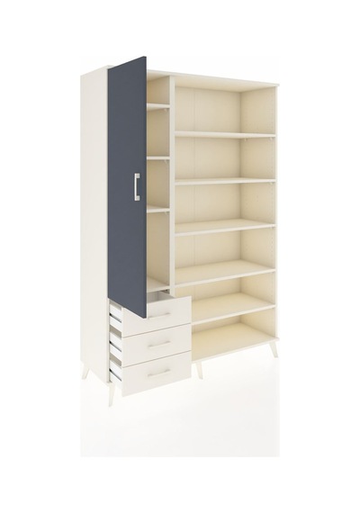 Hyperion Dolap 9 Raflı 3 Çekmeceli 3 Kapaklı 132x44x195 Aytaşı-antrasit/aytaşı Antrasıt/aytası