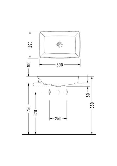 Serel Rita Tezgah Üstü Lavabo 39 x 59 CM Rt47D x s110H