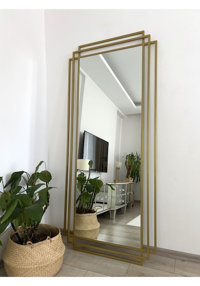 Effe Gold Metal 3 Çerçeveli 180x80 Cm Dekor Ayna