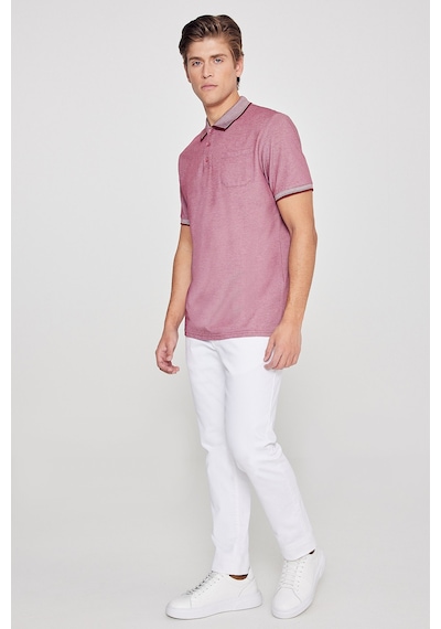 Ac&Co / Altınyıldız Classics 465126505 Polo Yaka Cepli Regular Fit Bol Kesim Düz Tişört Kırmızı