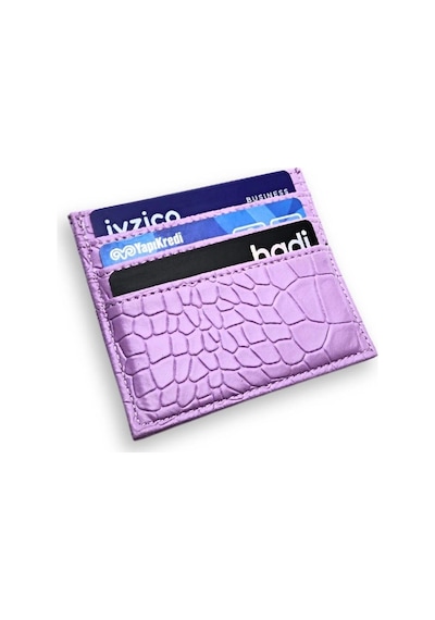 Vanilla Collection Süper Ince Model Deri Kredi Kartılık & Kartvizitlik Kartlık Croco Lila Siyah