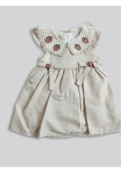 Pampal Moda Kız Çocuk Çilek Nakışlı Şapkalı Elbise Krem Pampal Moda Kız Çocuk Çilek Nakışlı Şapkalı Elbise Krem