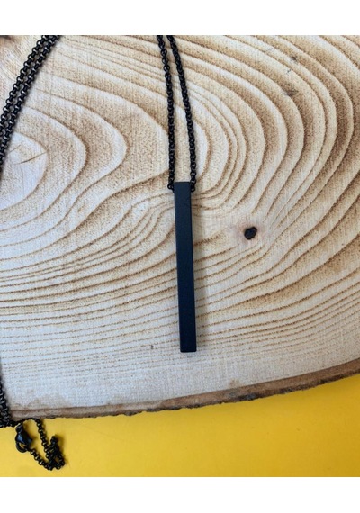 Çubuk Siyah Renk Unisex Cerrahi Çelik Kolye PYTKKT0058 Çok Renkli