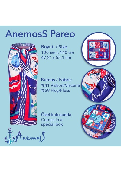 Anemoss Harmoni Viskon Pareo Lacivert 120 140 Cm Mavi