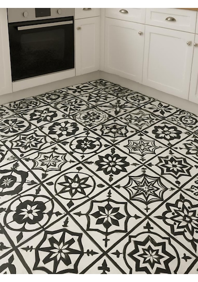 30cmx30cm 10 Adet Yapışkanlı Osmanlı Çini Floor Pvc Panel Zemin Kaplama Paneli Arkası Kauçuklu 2124 Renkli