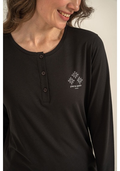 Pierre Cardin Kadın Siyah Uzun Kol Pijama Takım Pc9289-s-v1 Pc9289-s-v1