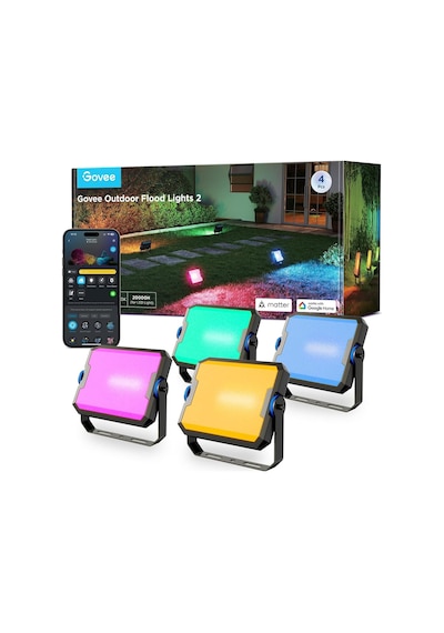 Rgbıc Akıllı Dış Mekan Led Spot Işık 4 Lü Paket, Ip66, Alexa & Google Uyumlu, 1000 Lm Çok Renkli