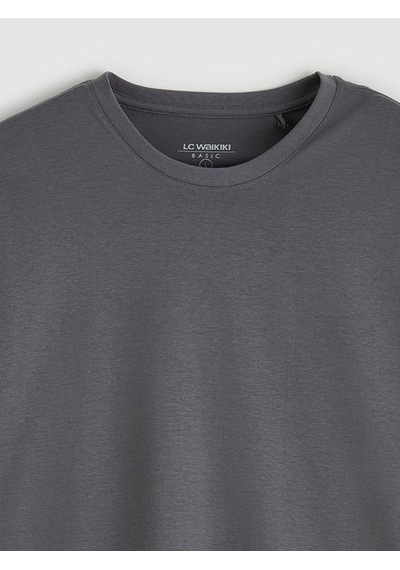 Lcwaıkıkı Classic Antrasit %100 Pamuk Regular Fit Basic Tişört