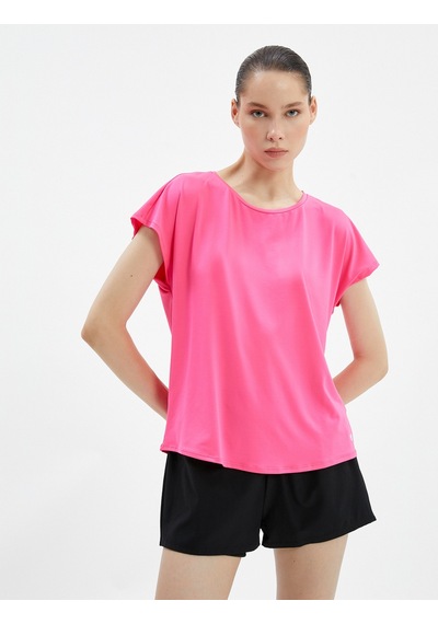 Koton Basic Spor Tişört Rahat Kesim Kısa Kollu Bisiklet Yaka Pembe 4wak10239nk Gül