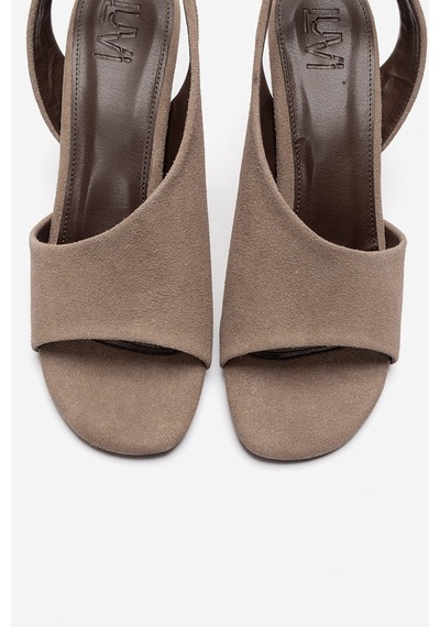 Luvishoes Zyra Vizon Süet Kadın Dolgu Topuklu Ayakkabı