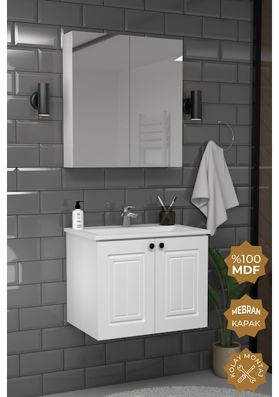 Teta Home Pekin 65 Cm Mdf Gövde Membran Kapak Banyo Dolabı Seti Beyaz Teta Home Pekin 65 Cm Mdf Gövde Membran Kapak Banyo Dolabı Seti Beyaz