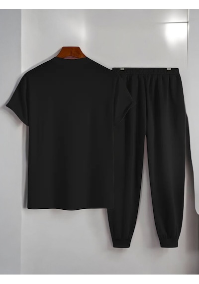 Uyguntarz Unisex Fazla Tepki Verdiğinizi Düşünüyorum Baskılı Eşofman Takımı Siyah