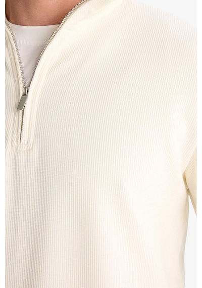 DeFacto Comfort Fit Dik Yaka Dokulu Yarım Fermuarlı Waffle Sweatshirt D7543AX25SPER138