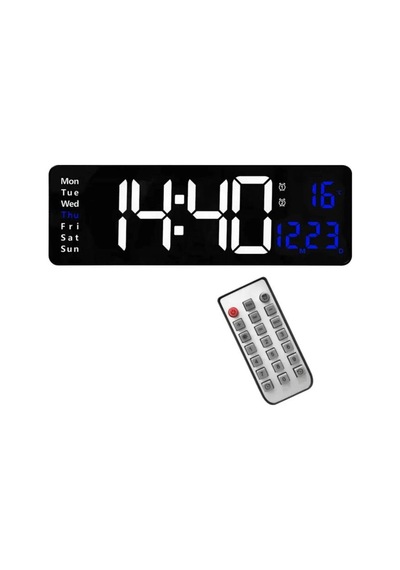 Omniax Kumandalı Duvara Monte Tarih/sıcaklık/alarm Özellikli Led Aydınlatmalı Dijital Saat 39 X 13 Çok Renkli