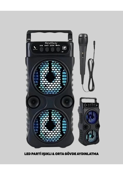 Kablosuz Led Işıklı Bluetooth Hoparlör - Fm Radyolu Mikrofon Girişli Renkli
