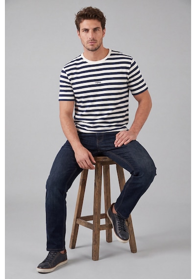 Buratti Çizgili Pamuklu Relaxed Fit Bisiklet Yaka T Shirt Erkek T Shirt 5904078 İndigo