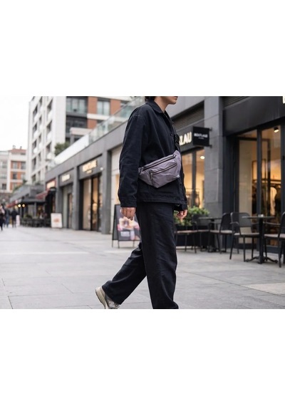 Bezos Lila Unisex Bel Çantası Çapraz Askılı Günlük Kullanım Fermuarlı 30x13 Cm Nxrlvng