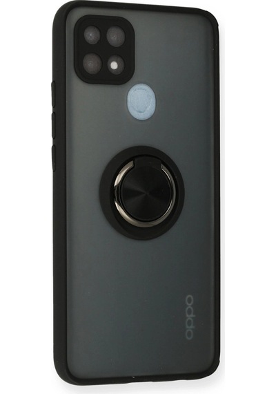 Oppo A15 Kılıf Montreal Yüzüklü Silikon Kapak Siyah