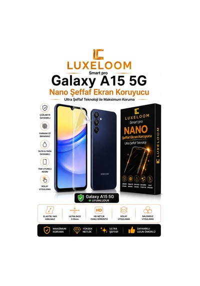 Luxeloom Samsung Galaxy Uyumlu A15 5g Smart Pro Nano Şeffaf Ekran Koruyucu 0.15mm Ultra İnce Kırılmaz