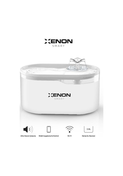 Xenon Smart Kedi Su Pınarı | Ultra Sessiz, Wifi, Akıllı, Otomatik, Su Çeşmesi (Şeffaf - X8650)
