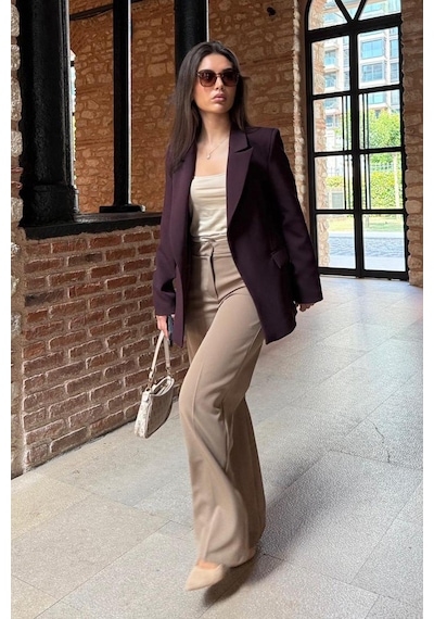 Madmext Mürdüm Astarlı Kadın Blazer Ceket Mg2508 Mürdüm