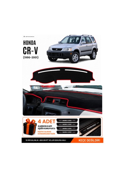 Honda Cr-v 1996-2001 Uyumlu Torpido Koruma, Torpido Örtüsü, Torpido Kılıfı - Siyah Kırmızı