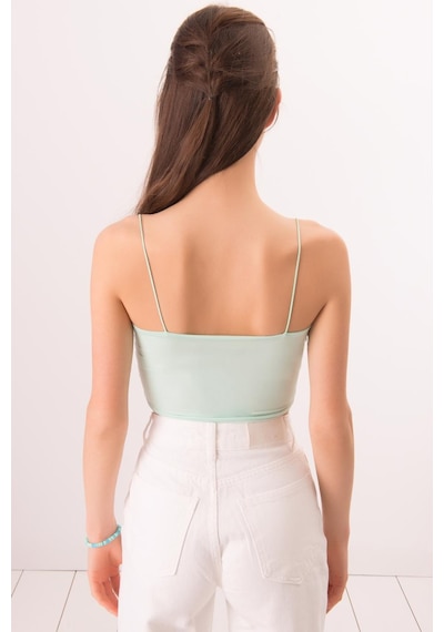 Askılı Crop Top Buz Mavisi