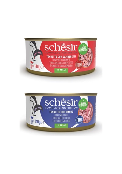 Schesir 2 Çeşit Karma Tam Ve Dengeli Kedi Konserve Jöleli 140 Gr. X 2 Adet