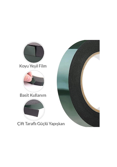Tr Köpük Bant, Çift Taraflı Akrilik, 10 Mm X 5 M, Yeşil, 4'lü Paket Diğer