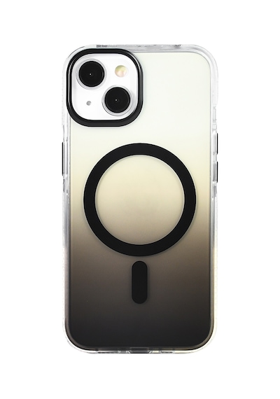 Apple Uyumlu iPhone 14 Kılıf Transparan Renk Geçişli M-safe Şarj Özellikli Toros Kapak Siyah
