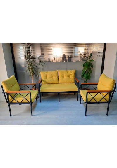 Safir Bahçe,balkon,teras,cafe,çayseti Koltuk Takımı-oturma Grubu Sarı