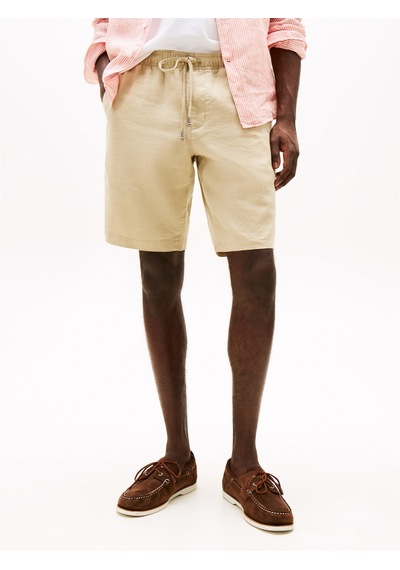 Tommy Hilfiger Harlem Po Lınen Short Erkek Yeşil Şort - Mw0mw37804