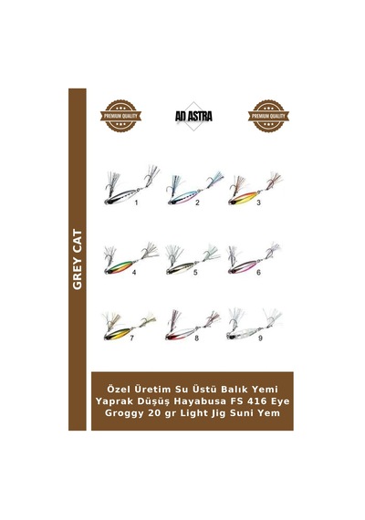 Özel Üretim Su Üstü Balık Yemi Yaprak Düşüş Hayabusa Fs 416 Eye Groggy 20 Gr Light Jig Suni Yem