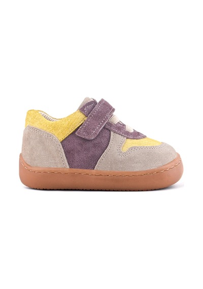 Rakerplus Bob Hakiki Deri Vizon Sarı Barefoot Cırtlı Lastikli Bebek Sneaker Ayakkabı Kahverengi