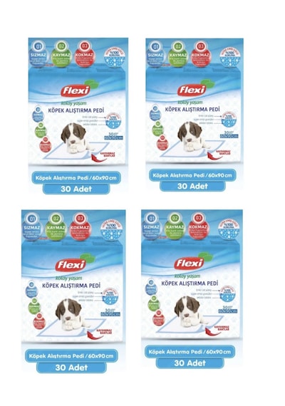 Flexi Köpek Alıştırma Çiş Pedi Kaydırmaz Bantlı 4 x 30'lu
