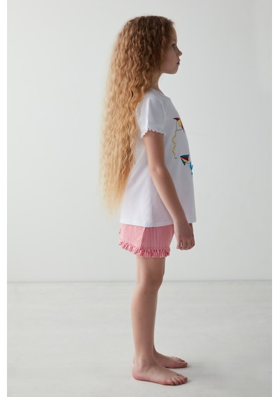 Penti Kız Çocuk Uçurtma Baskılı Pijama Takımı Beyaz