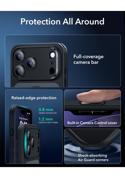Esr Apple Uyumlu iPhone 17 Pro Max Classic Hybrid Magsafe Kılıf - Kamera Kontrol Buton - Buzlu Siyah Buzlu Siyah