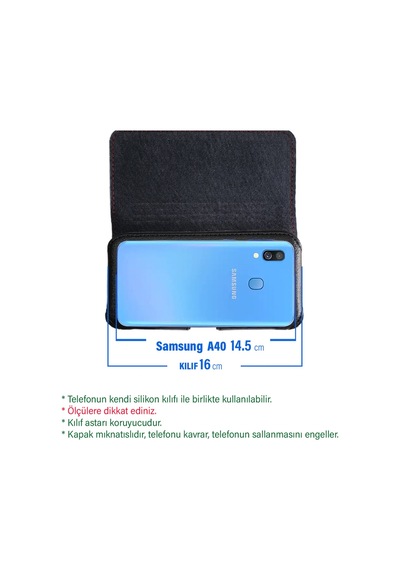 Samsung Uyumlu Galaxy A40 Bele Takılan Kemer Kılıfı Kapaklı Mıknatıslı