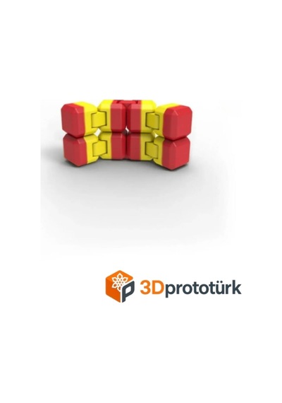 3dprototürk Sarı Kırmızı Taraftar Özel Seri Sonsuzluk Küpü Infinity Cube Fidget Toy Stres Giderici Hediyelik