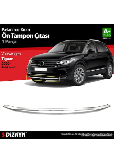 S-Dizayn Vw Tiguan Krom Ön Tampon Çıtası 2020 Üzeri Parlak Krom